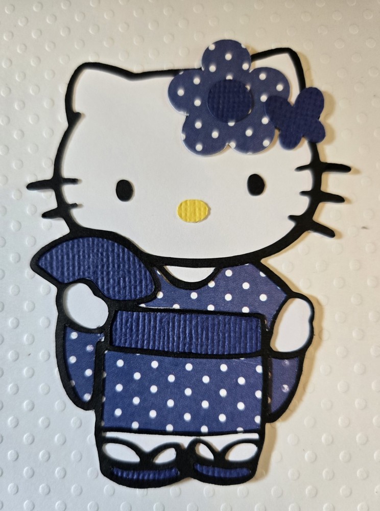 Hello Kitty Inspired In  Blue. Scrapbook, Card making Paper Piecing