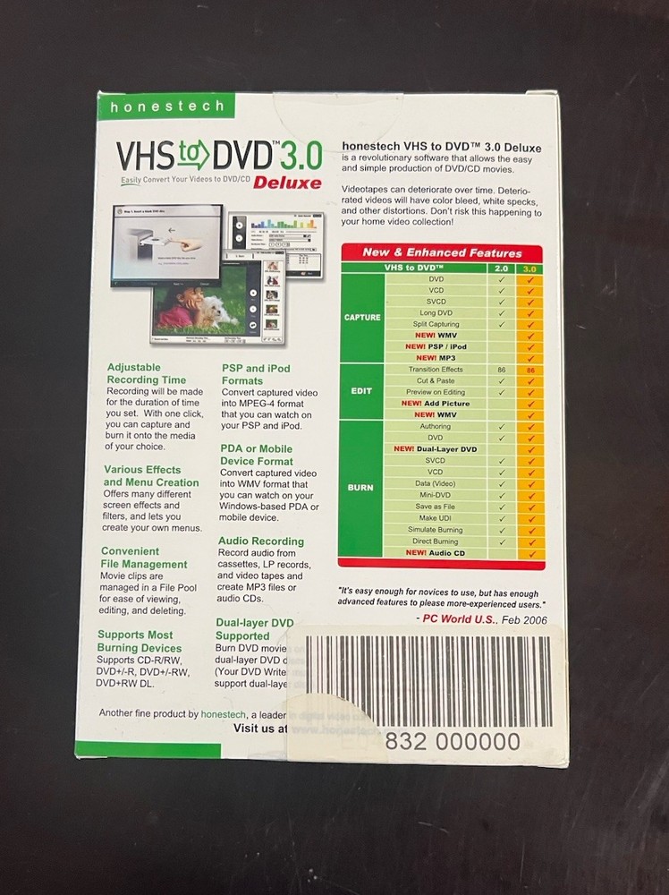 HONESTECH VHS TO DVD 3.0 NIB SEALED