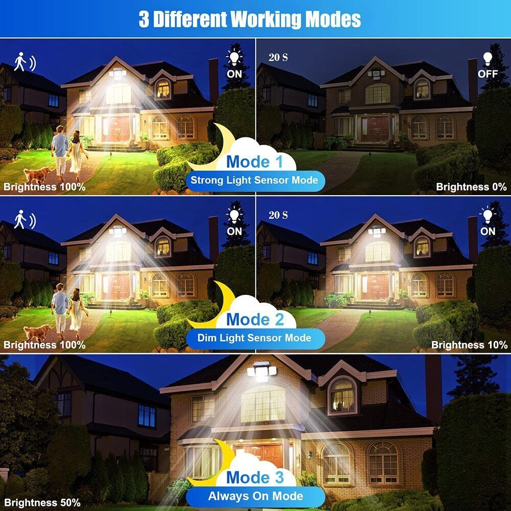 4 Pack Solar Lights Outdoor 5000LM Waterproof Motion Sensor Security Wall Lamp