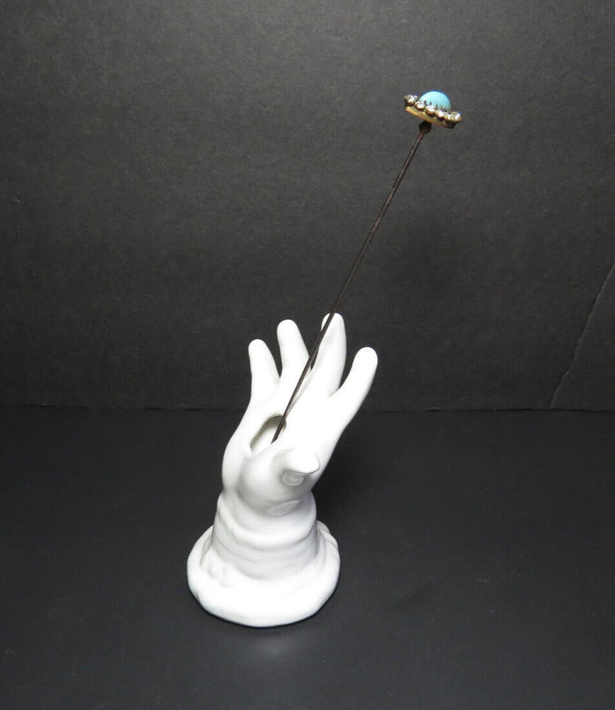 Hat Pin Holder White Porcelain Figural Hand