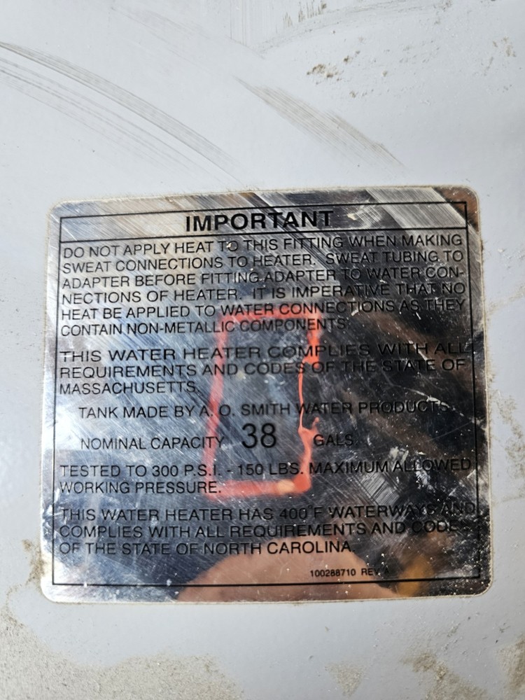 A. O. Smith Electric Storage Tank Water Heater 38 gal Gray E6-40L45DVB