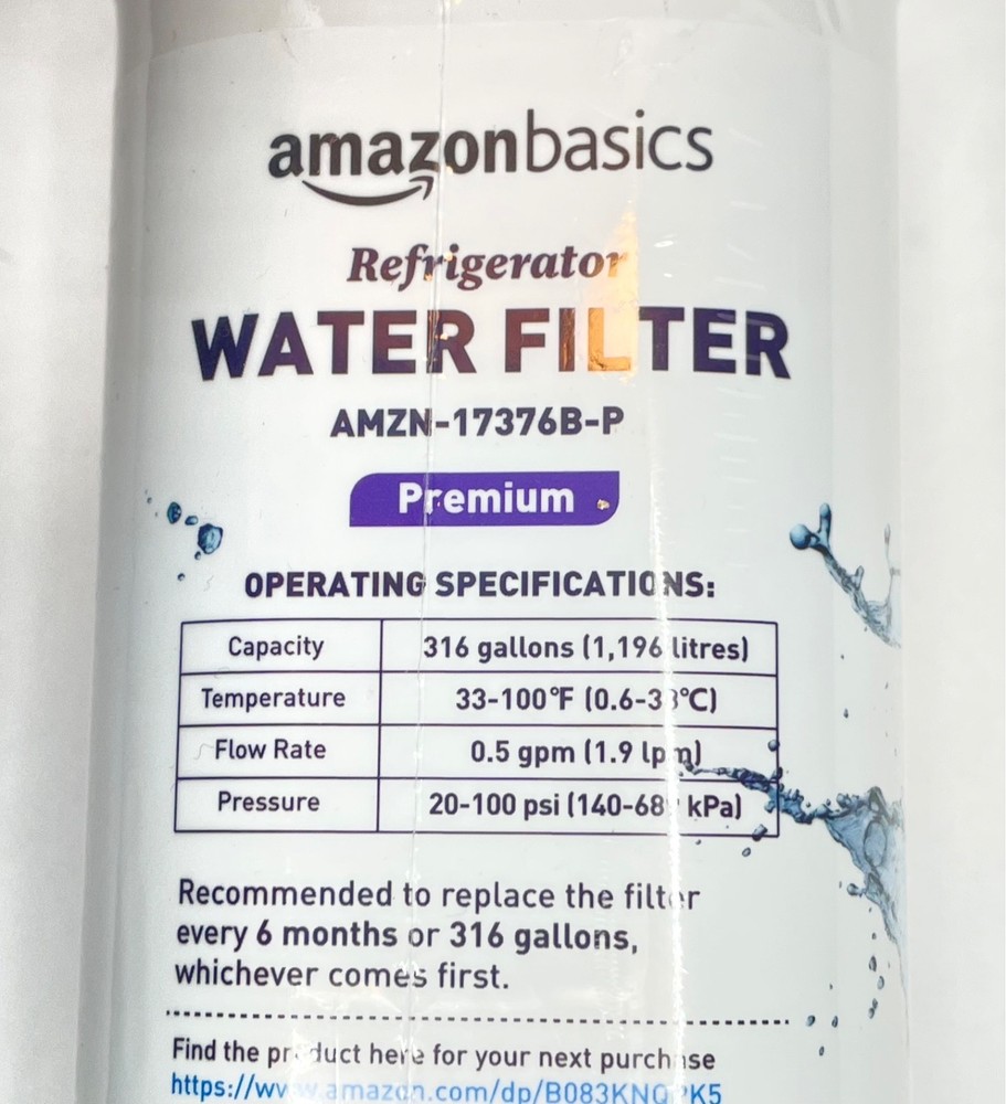 AMAZON BASICS REPLACEMENT WATER FILTER AMZN-17376B-P PREMIUM