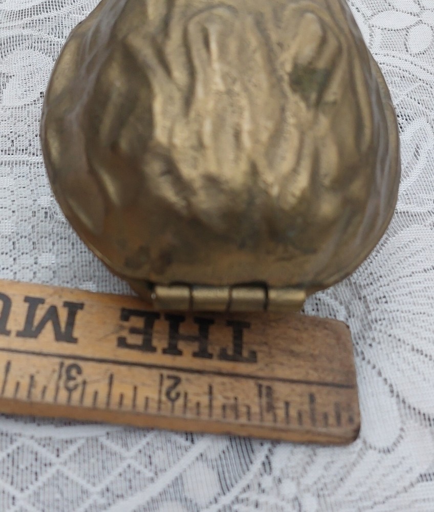 Brass Nutcracker Walnut Shaped Hinged Vintage 1950's