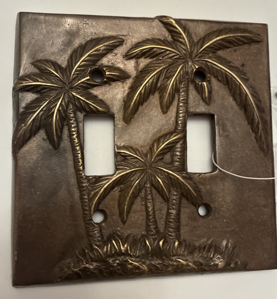 Vintage Palm Tree Brass Double Switch Plate SPI