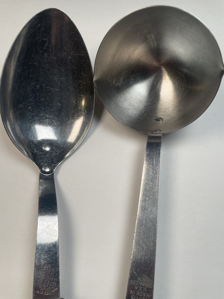 CUTCO 1712 Solid Spoon and CUTCO 1715 Ladle Cool Marbled Handles