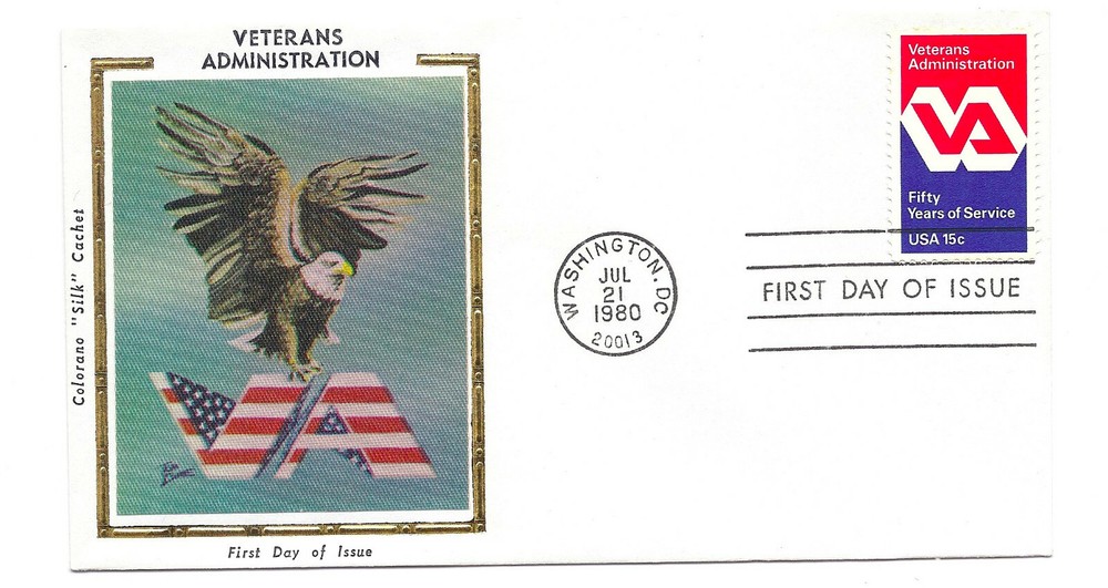 1825 Veterans Administration,  Colorano "Silk" Cachet, FDC