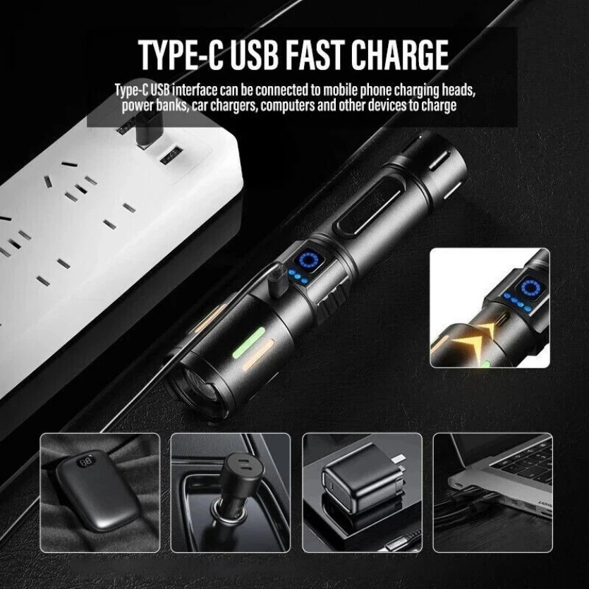 350000000 Lumen Super Bright LED Tactical Flashlight Rechargeable Work Light%%#