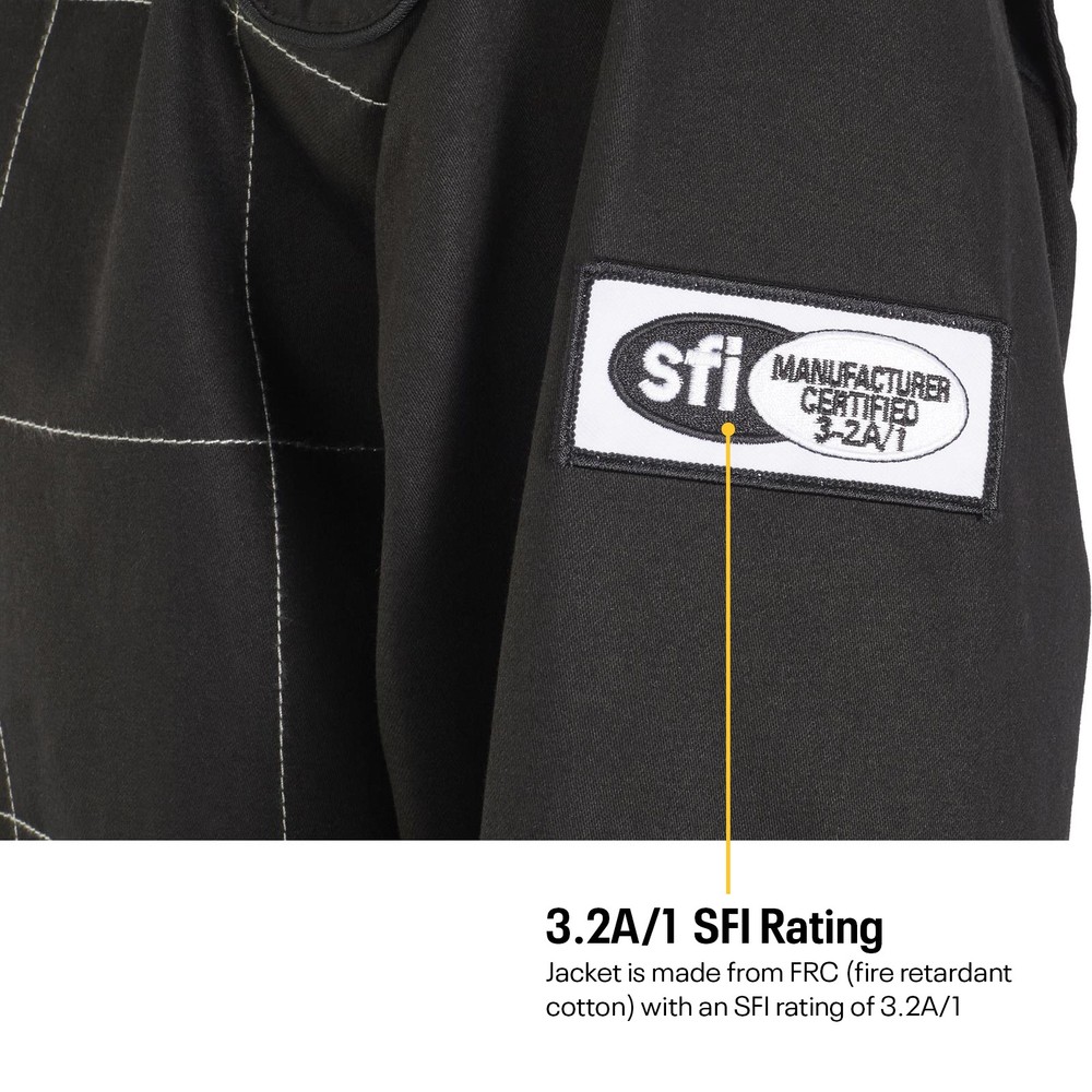 Finish Line Single-Layer SFI-1 Racing Suit Jacket, Black Medium