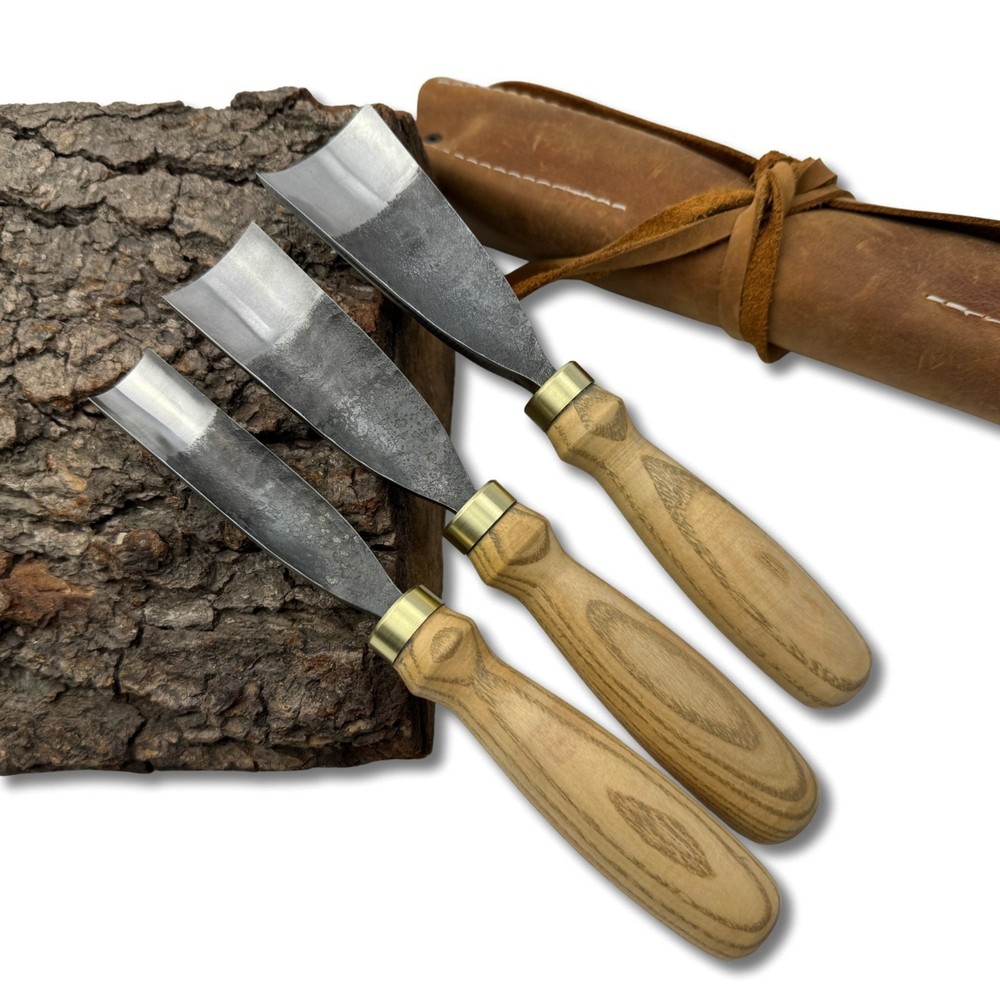 Wood Carving Gouges Hand Forged Carbon Steel Spoon Bowl Carving Tools Ash Handle
