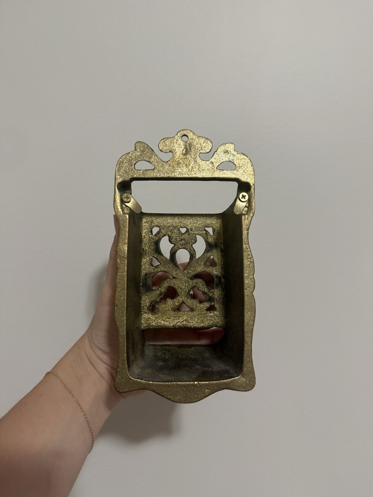 Ornate Brass Wall Mount Matchbox Holder