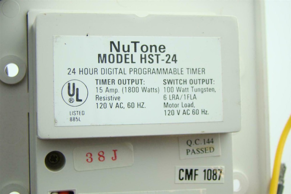 NuTone 24 hour digital Programmable timer 15 Amp 120V AC HST-24