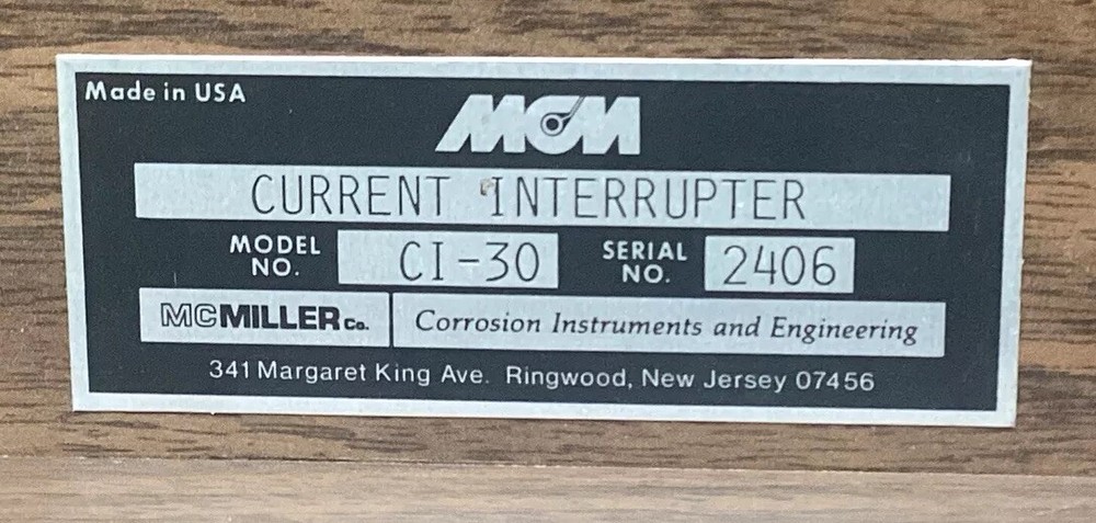 (1) MCM M.C. Miller Co. Inc. Current Interrupter CI-30 AC/DC Electronic Timer.