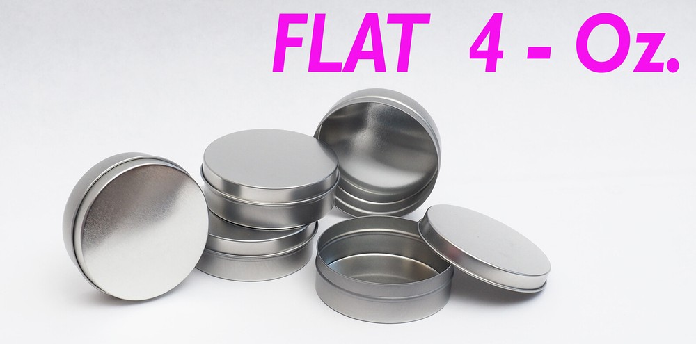 4 Oz Flat Round Metal Tin Container - candles,crafts,storage,survival ( 10 Pack)