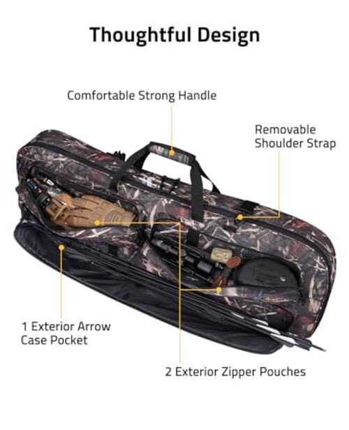 Soft Compound Bow Case, Bow Bag Archery Case with Thick Pearl 44"x17.7" Camo
