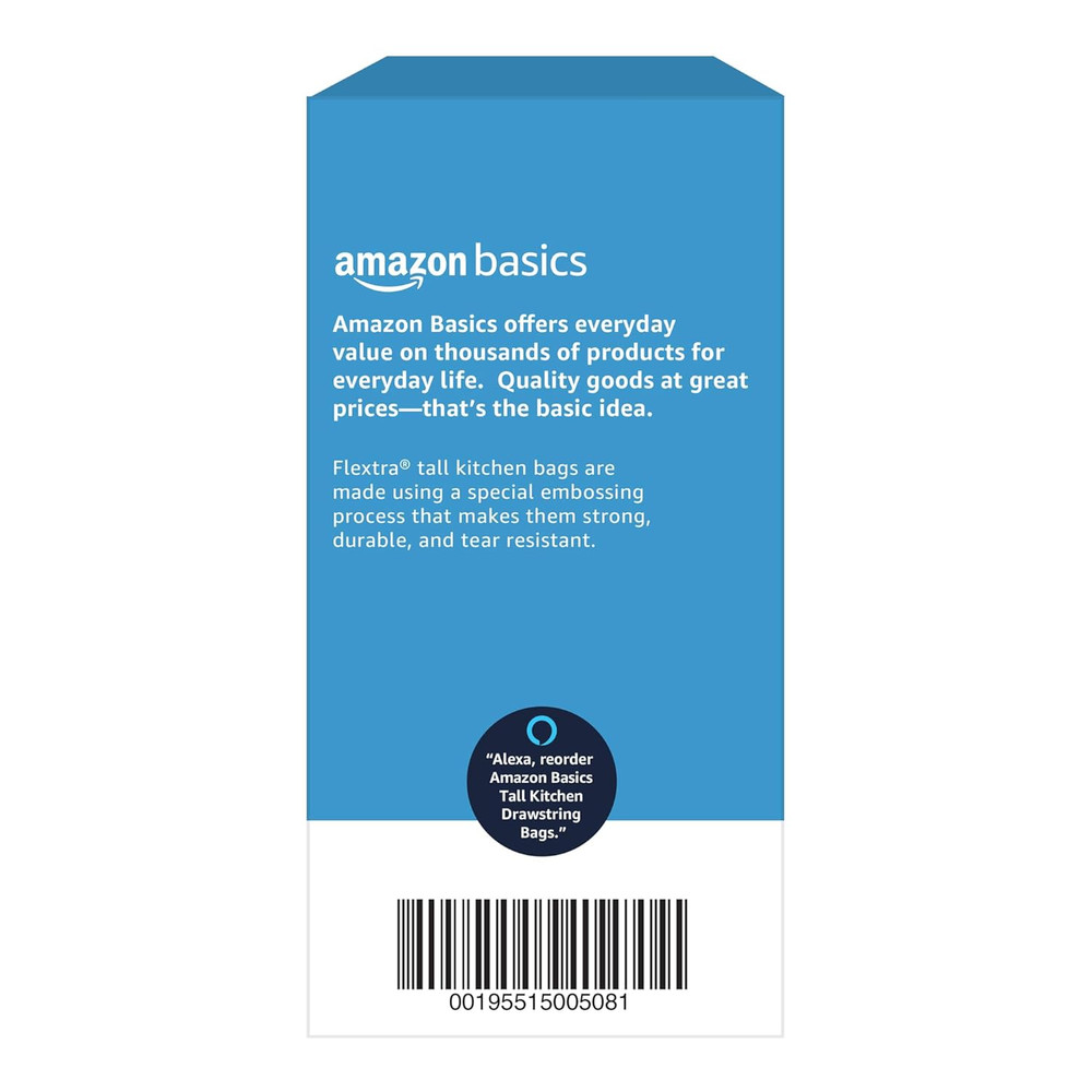 Flextra Strength Tall Kitchen Drawstring Trash Bags, Fresh Scent, Tear Resistant