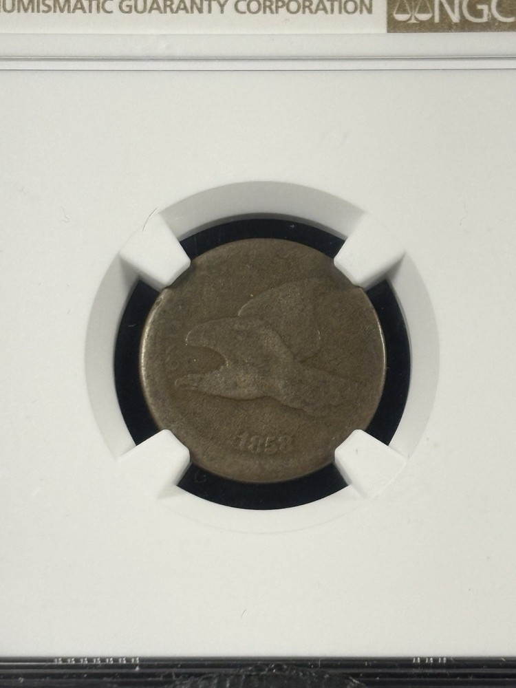 1858 Flying Eagle Cent AG-3 NGC 10% Off Center