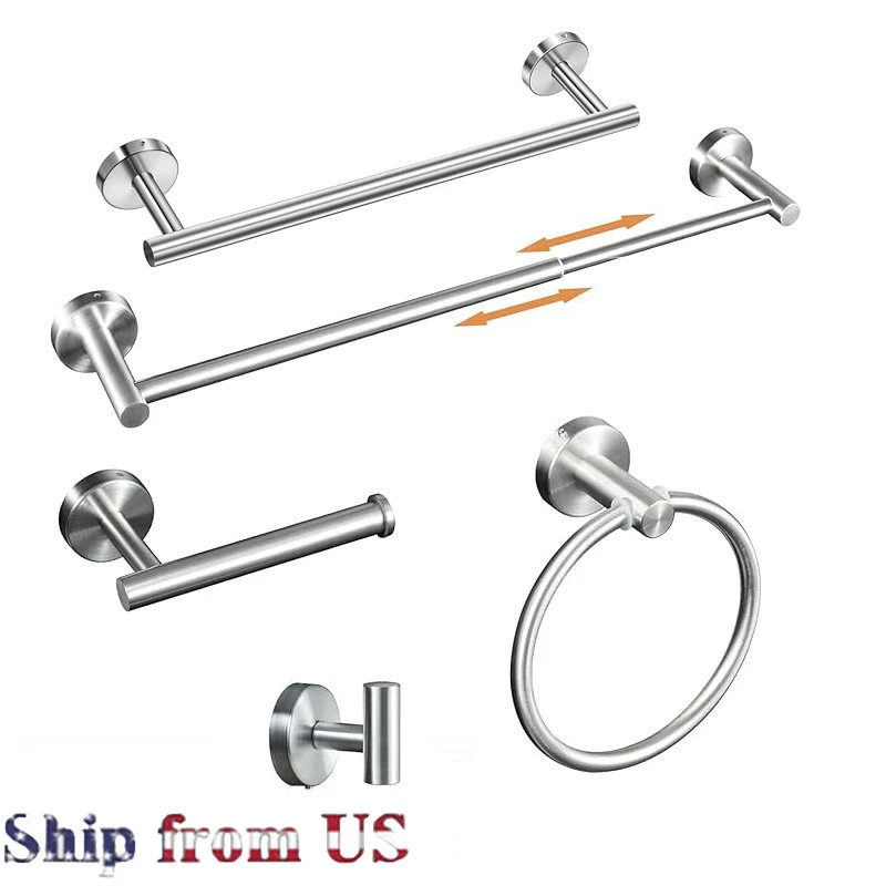 5 Piece extension-type Towel Bar Set Bath Accessories Bathroom Hardware - 304