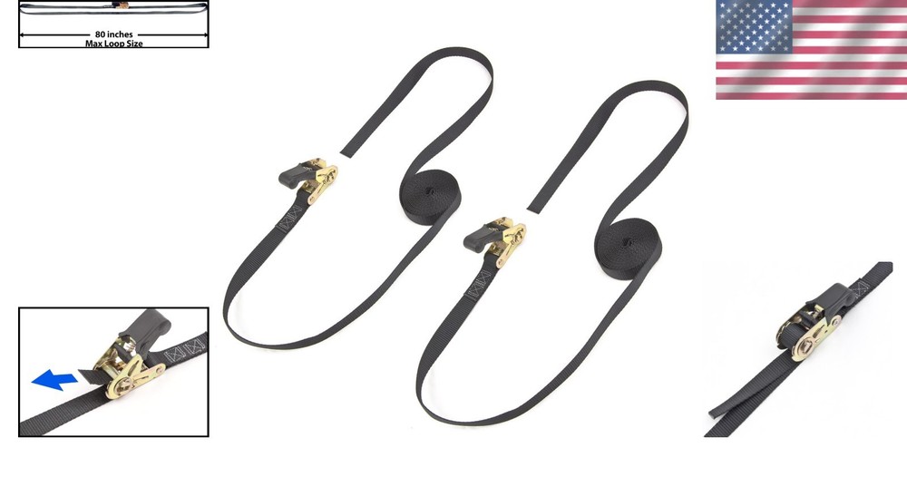 Endless Ratchet Strap 1in x 14ft with 1200 lb Strength - 2-Pack Hookless Design