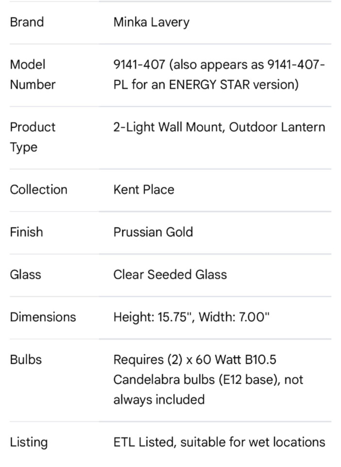 Minka Lavery 9141-407 wall lantern