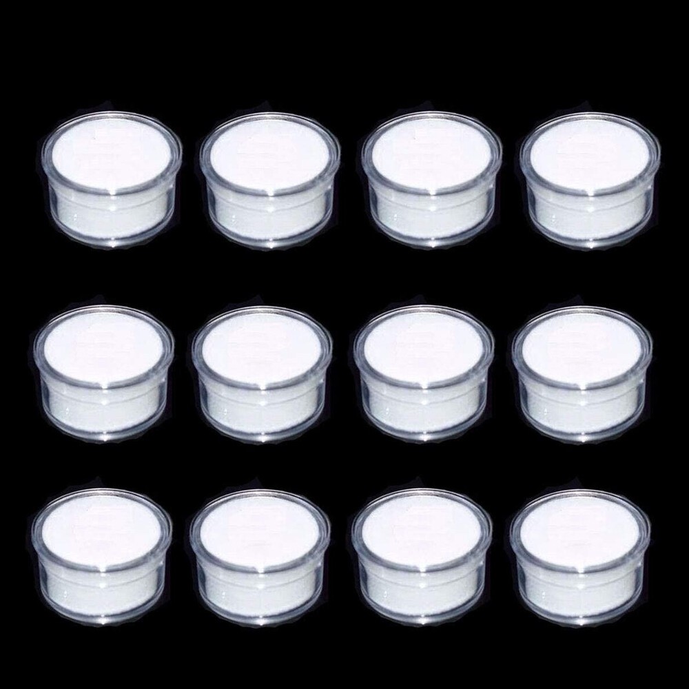 Transparent Gem Round Box Protective Loose Diamond Gemstone Display Case Holder