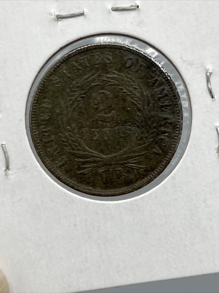 Two Cent Piece Coin 1869 AU About Uncirculated Dark