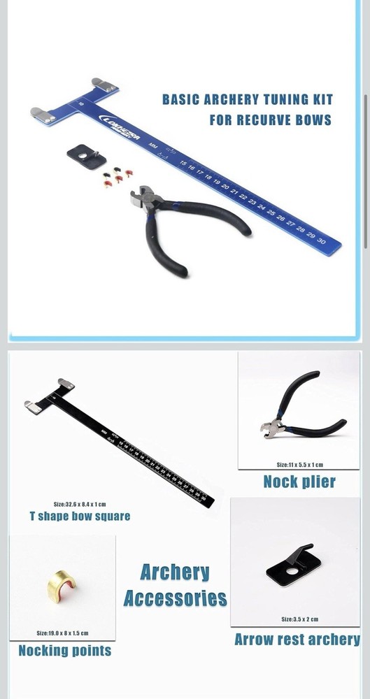 Archery Bow Adjustment Set String Nocking Pliers T Shape Turning Square Ruler