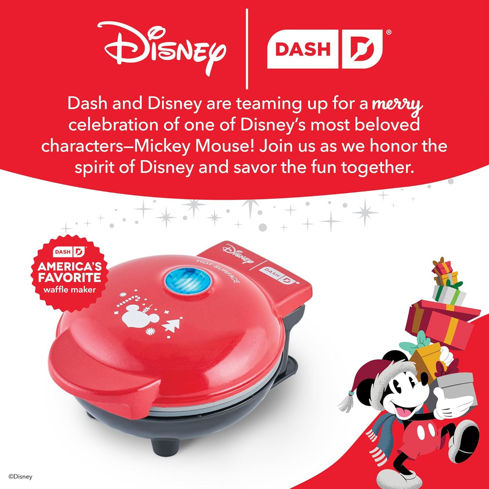 Disney Mickey Mouse Santa Mini Waffle Maker - Electric Waffle Maker for Creativ