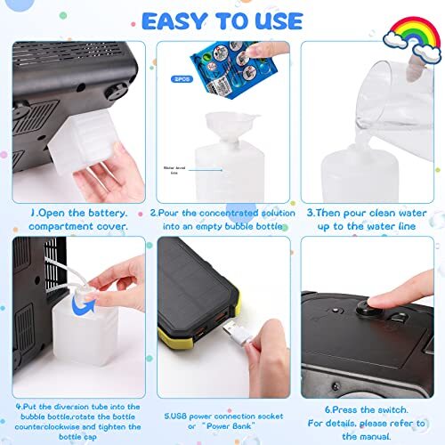 SHCKE Automatic Bubble Machine Upgrade Bubble Blower with 2 Fans, 20000+ Bubb...