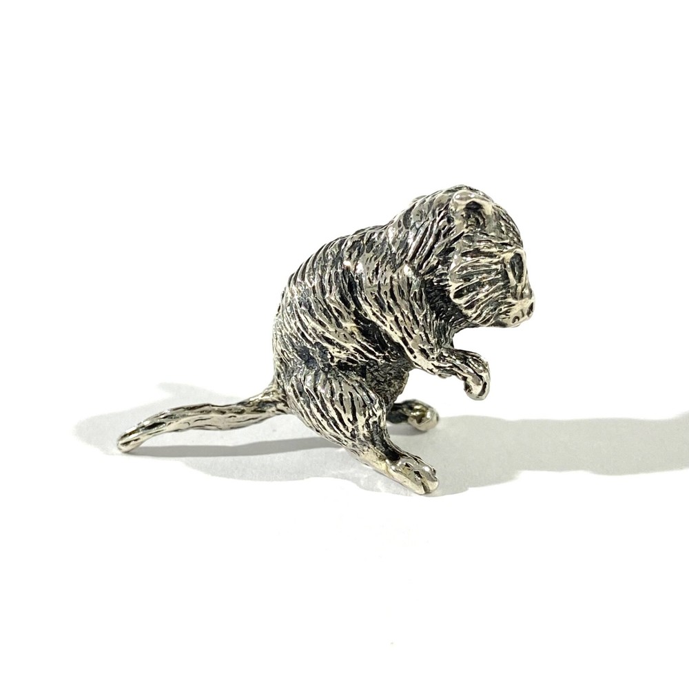 vintage solid silver mouse miniature , hallmarked italian figurine
