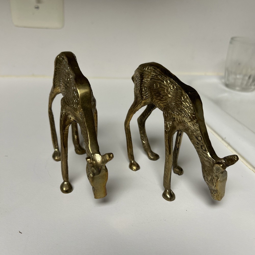 3 Brass Deer figurines 7.5" 4" 4"