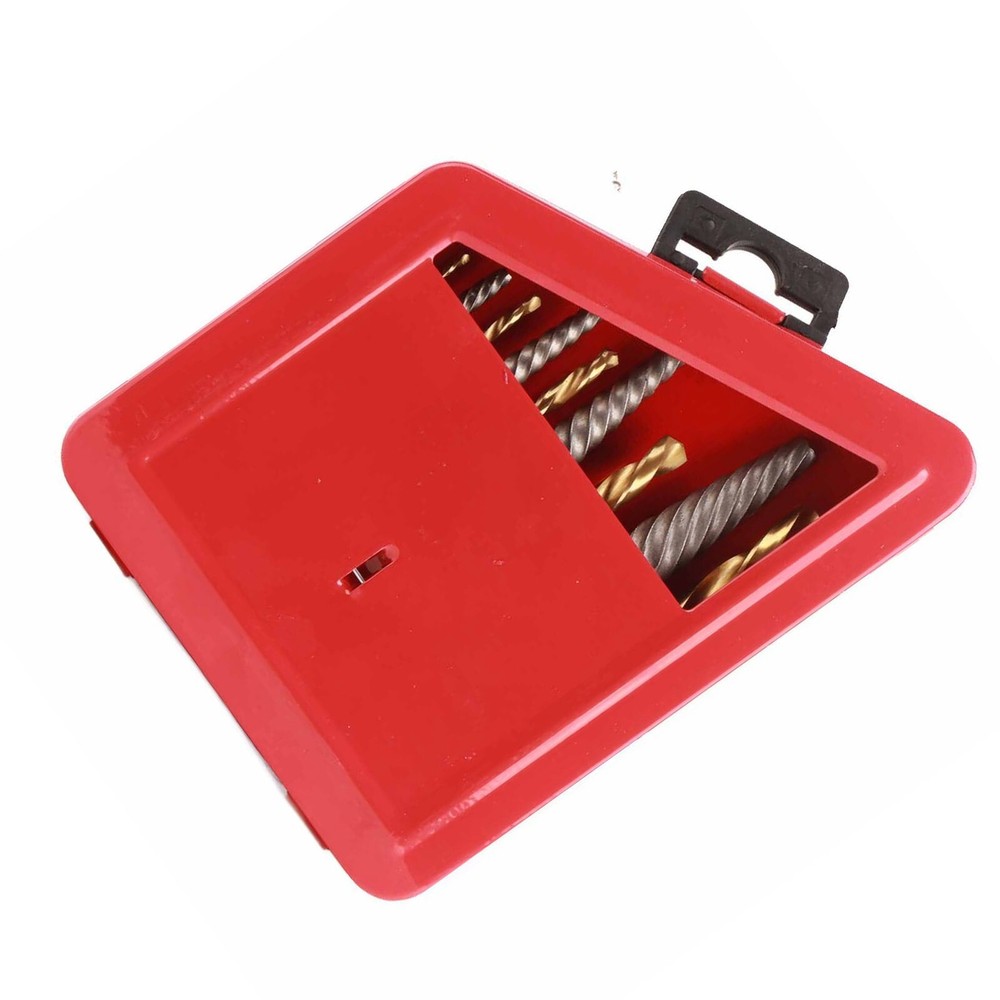 10 Pcs Drill Bit Screw Extractor Set Left Hand Titanium Plated Drill Bit Alloy