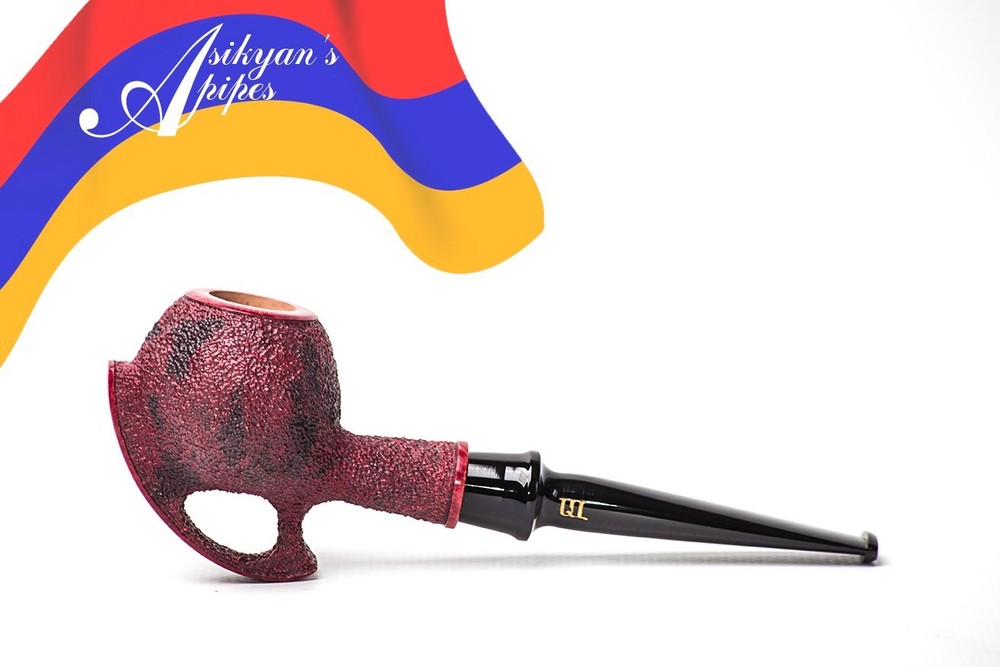 Asikyan Pipe #487/26 Apple Rusticated Art Carved Hand Made
