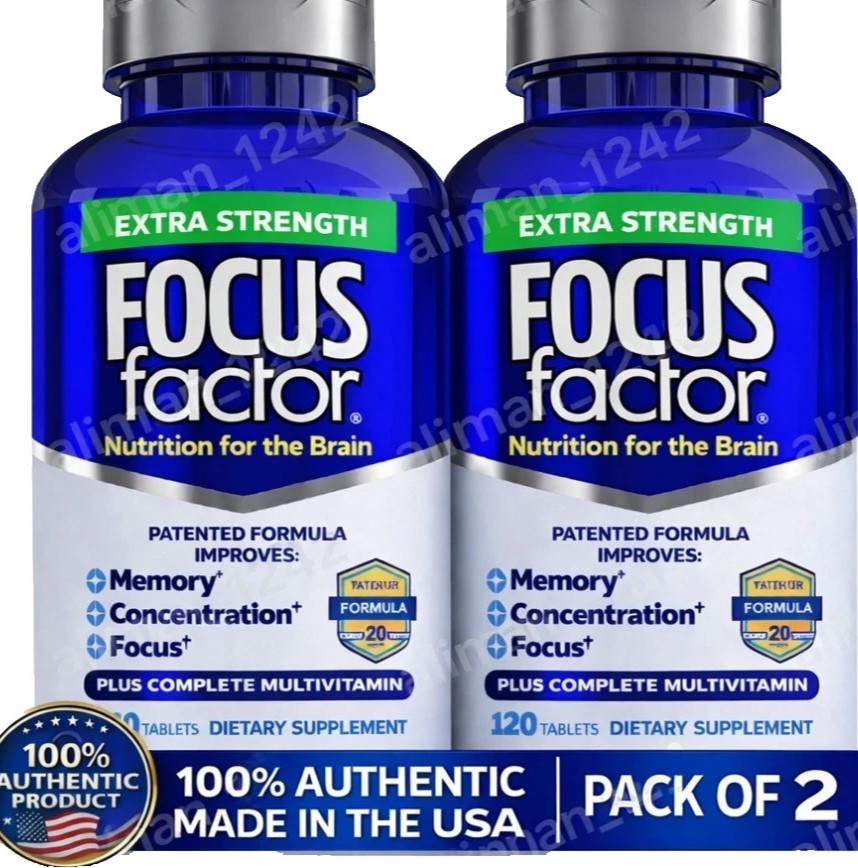 2 Packs Focus Factor Adults Extra Strength- Brain Supplement for Memory- 120 Tab