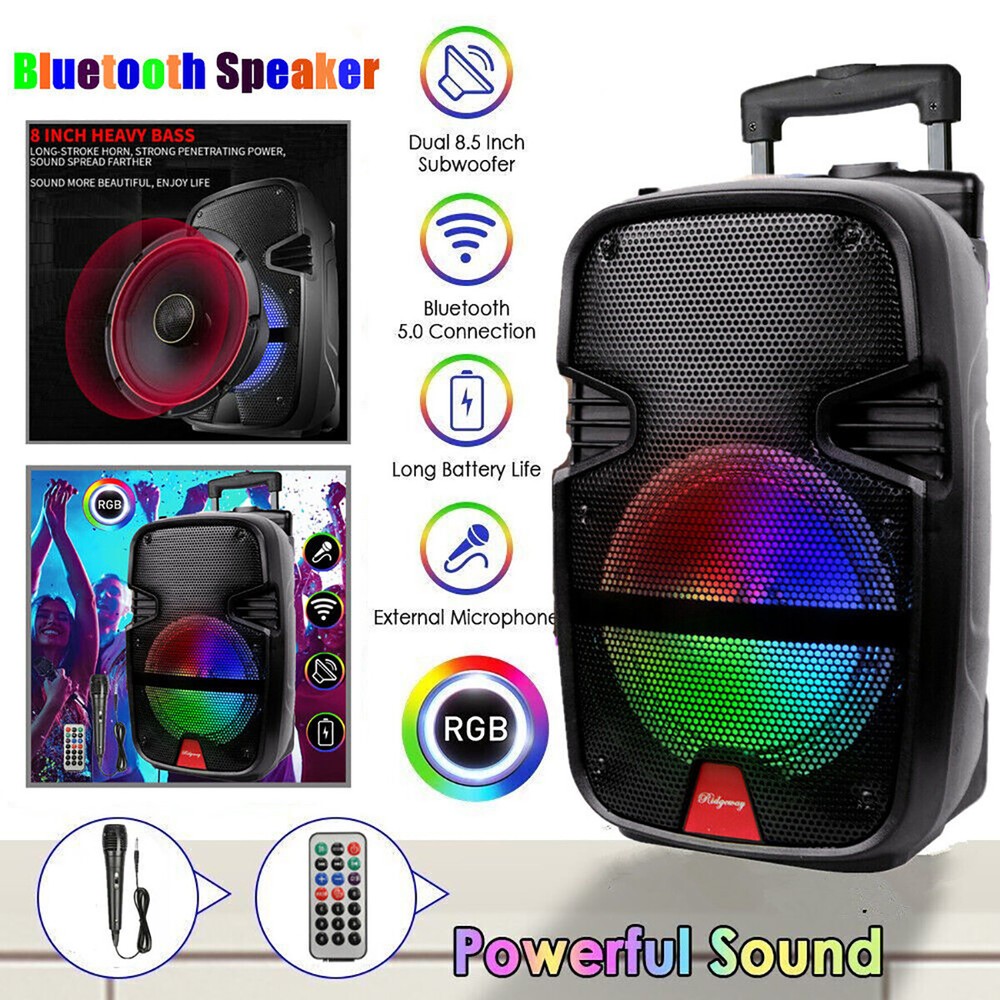 PA Audio System 8'' Bluetooth Speaker Sub woofer Microphone Remote Control Party