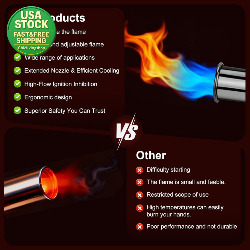 Propane Cooking Torch Adjustable Searing BBQ Campfire Starter Flame Gun