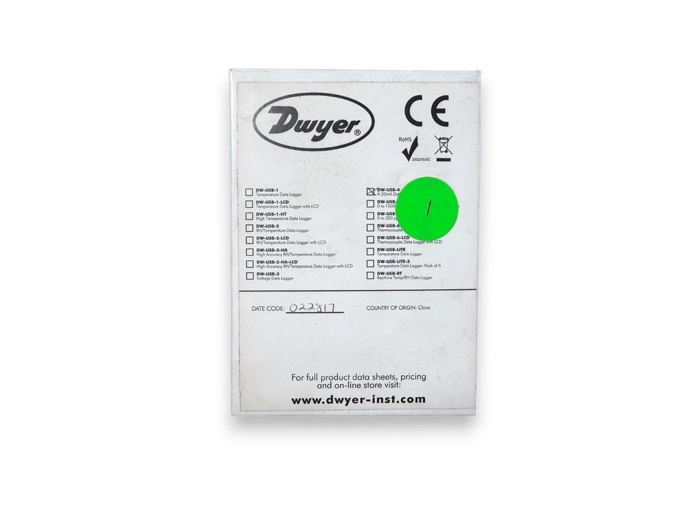 Dwyer DW-USB-4 Compact USB Data Logger 4-20 mA Current Input (NEW IN BOX)