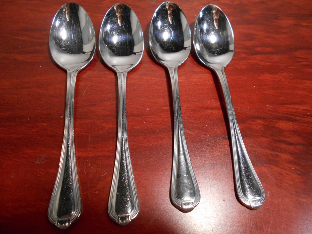 4 Pfaltzgraff ADDISON Pattern Stainless Teaspoons 8464