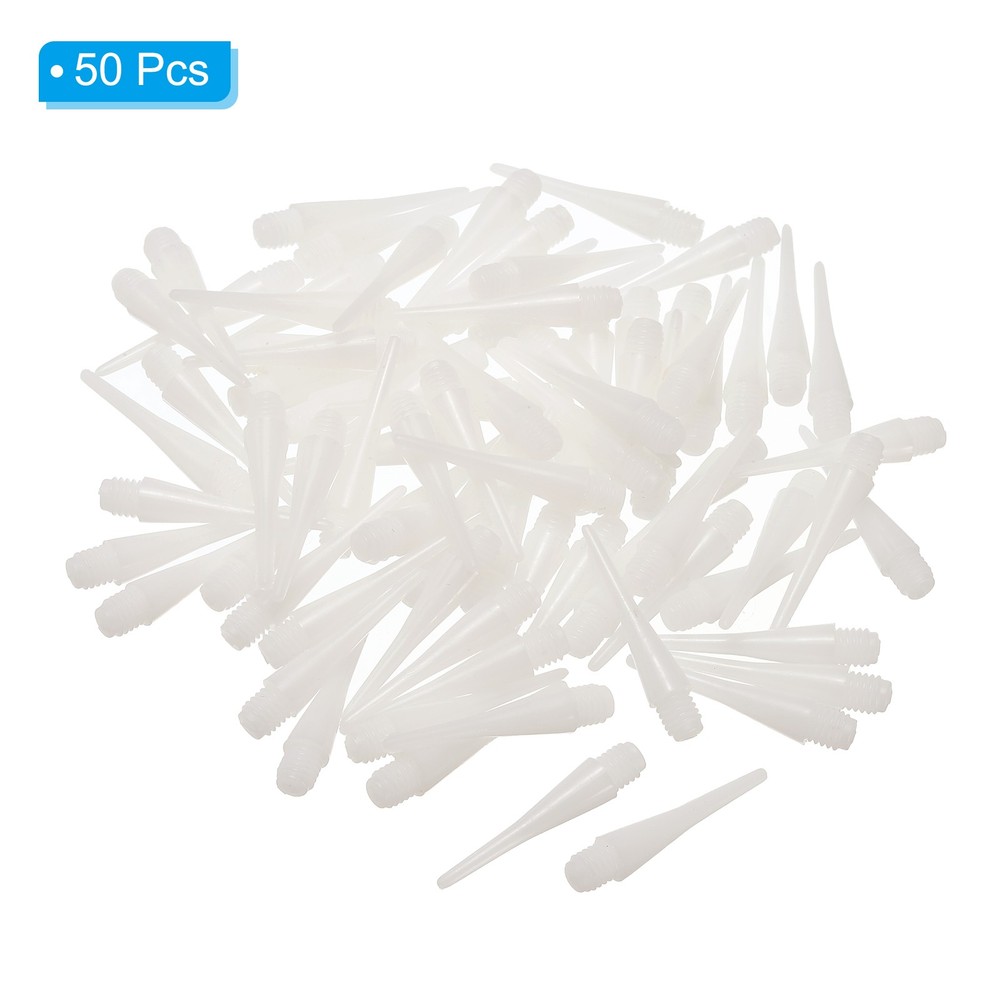 Plastic Dart Tips, 50 Pack 2BA Thread Soft Dart Tips, White
