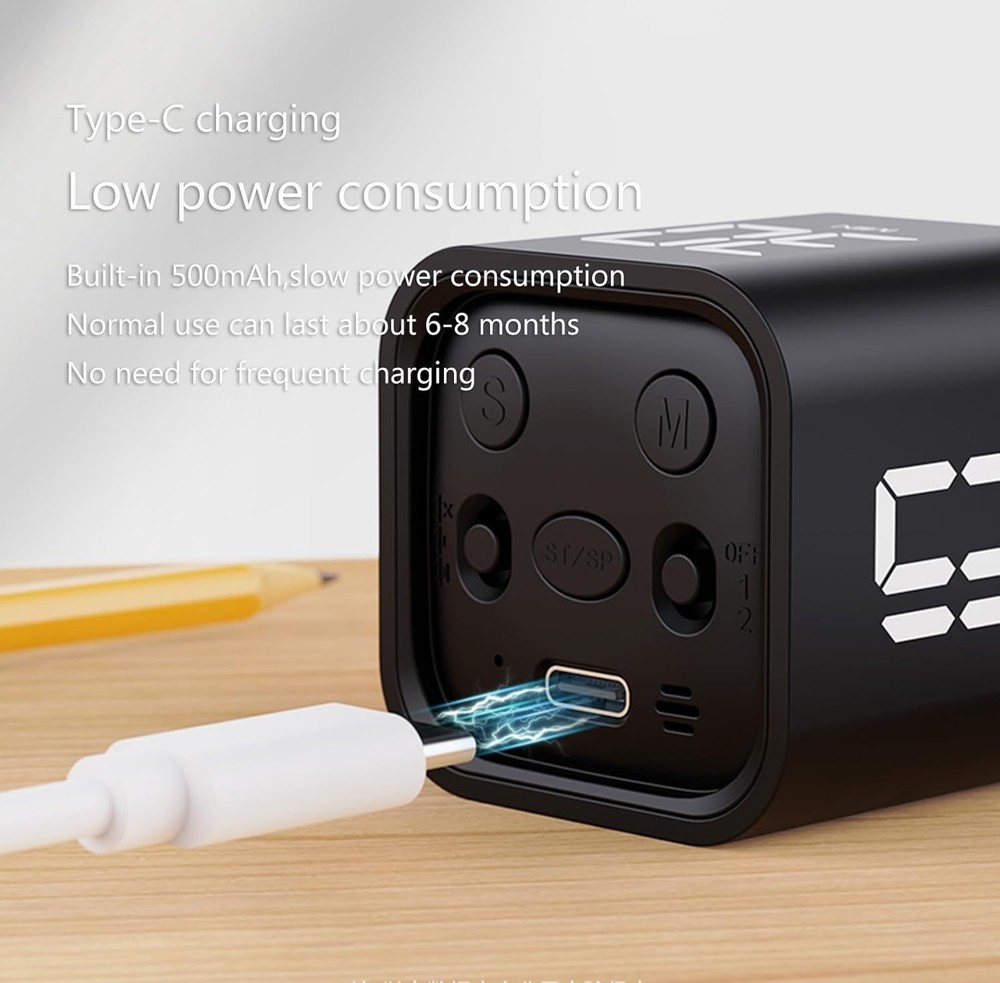Digital Cube Pomodoro Timer Desk Rechargeable Productivity Timer Black