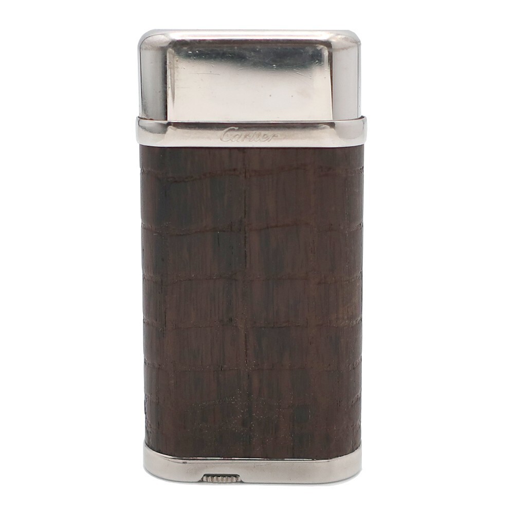 Cartier Gas Lighter Brown Silver with box