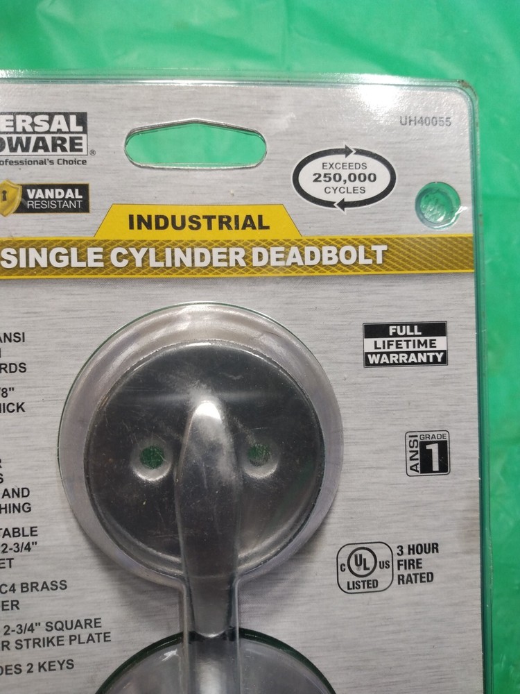 Universal Hardware Commercial Single Cylinder Satin Chrome Deadbolt