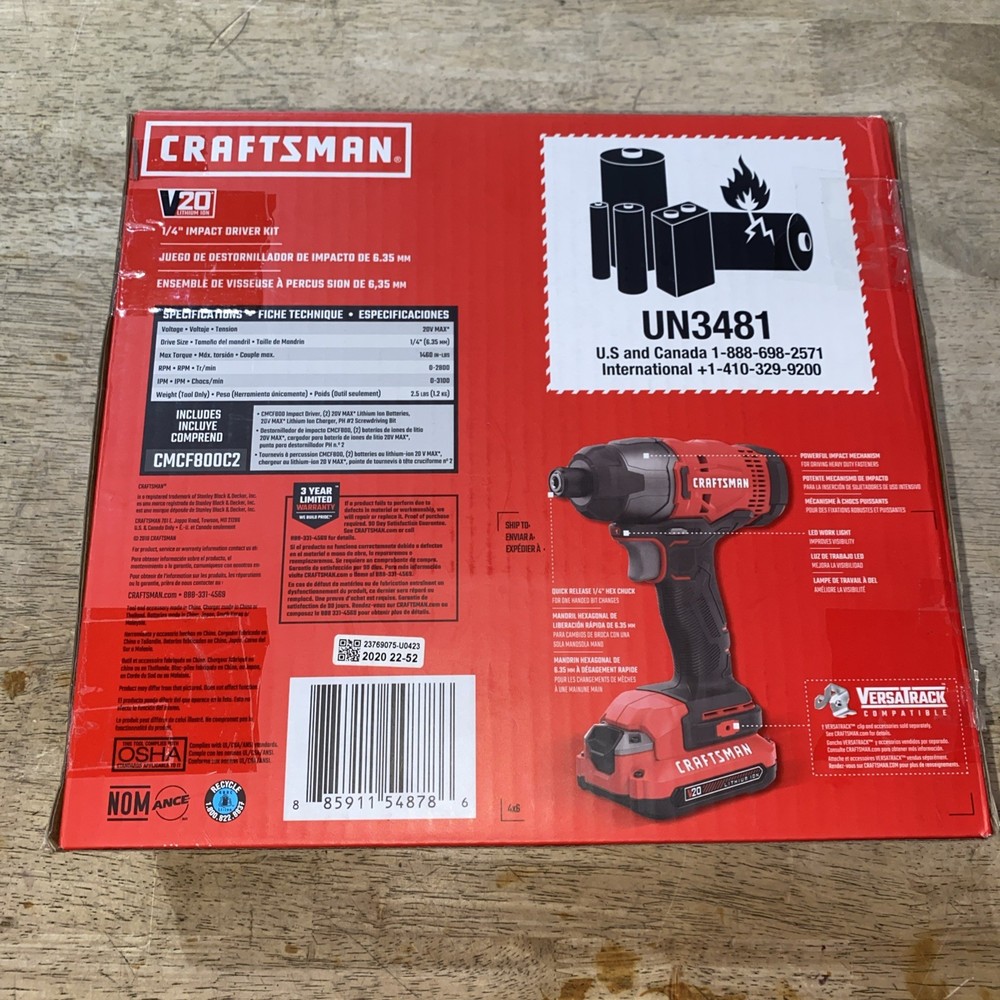 Craftsman 20v Impact Driver CMCF800C2