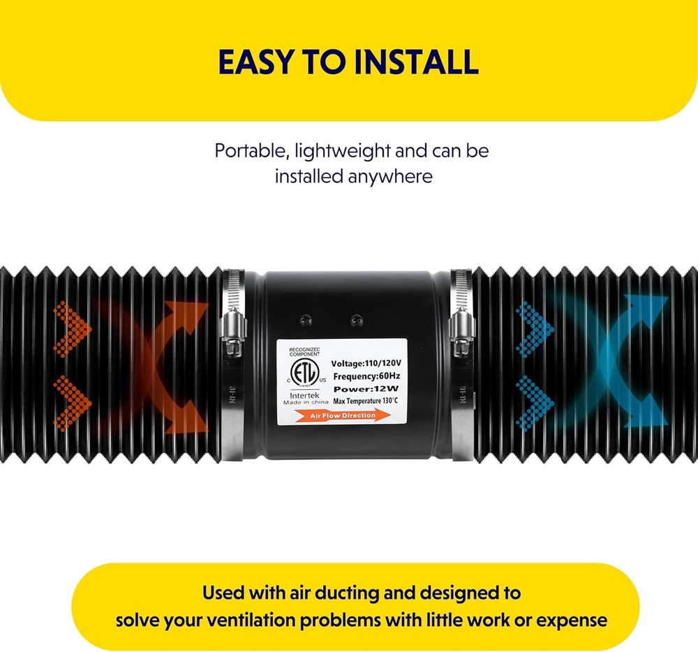 iPower Inline Duct Fan Booster with Variable Speed Control