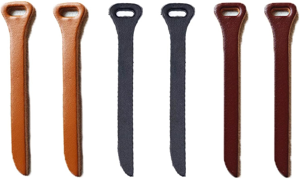 6 Pack Zipper Pulls Replacement Handmade Cowhide Leather Zipper Pull Tab Grip...