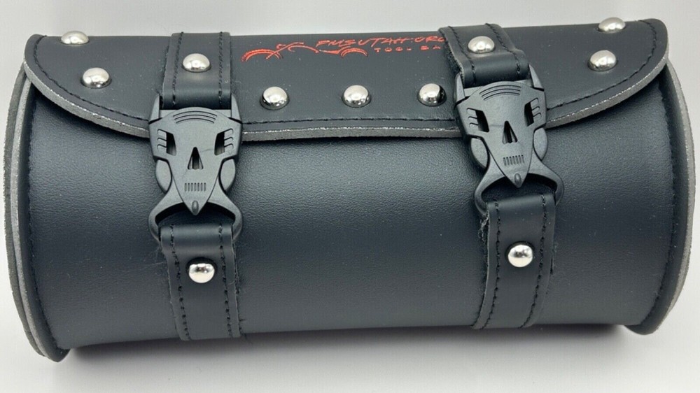 Leather Motorcycle Front Fork Rear Sissy Bar Tool Kit Holder Bag Pouch Storage