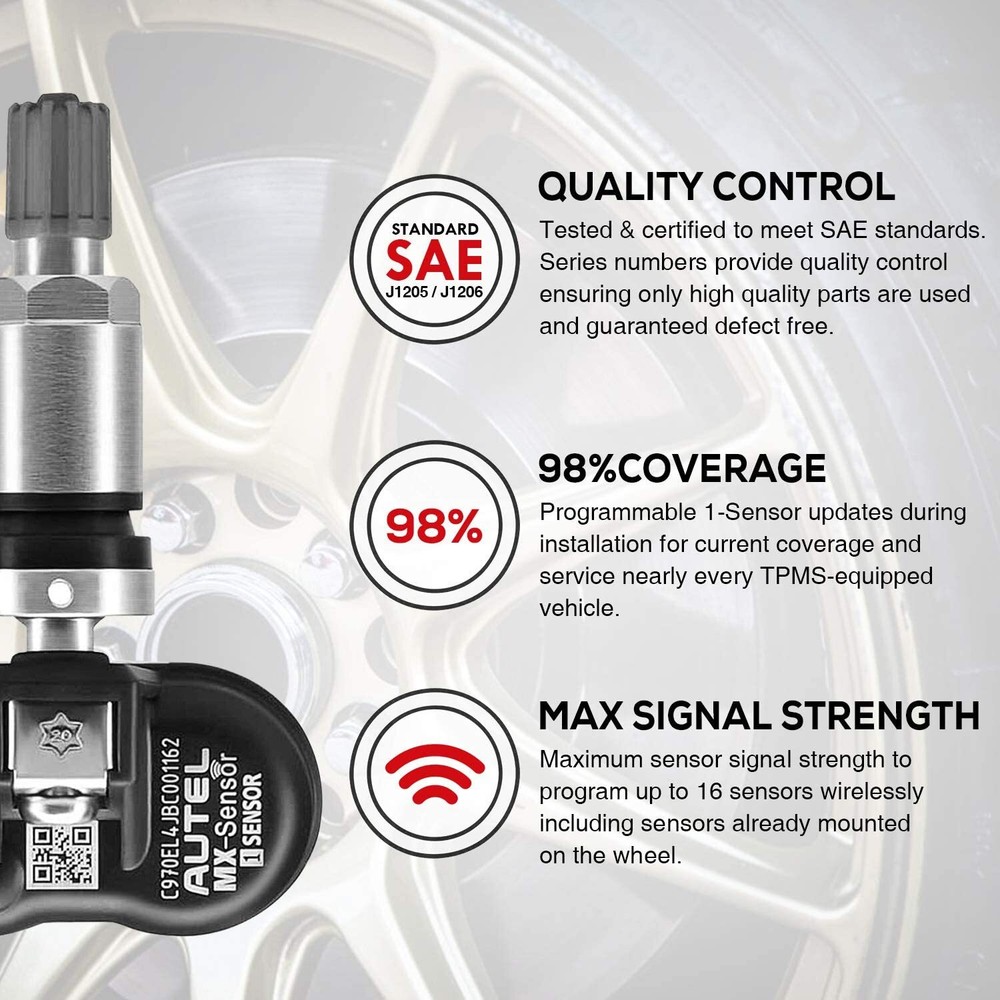 4pcs Autel MX-Sensor 315&433MHz Programmable TPMS Universal Tire pressure Sensor
