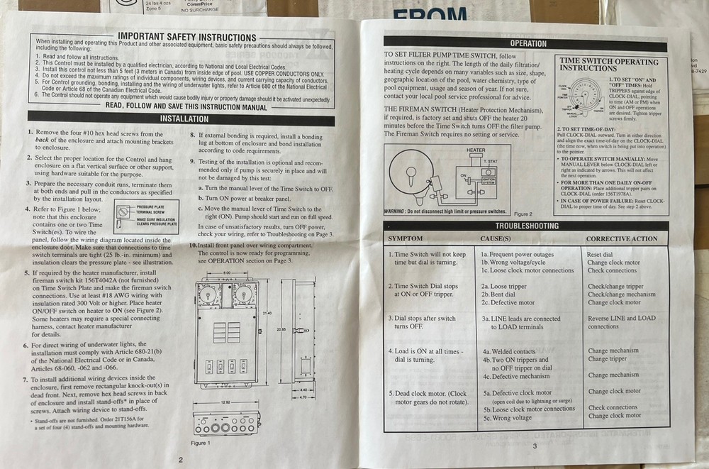 Intermatic T40004RSS Pool spa timer Electric Panel 125 AMP