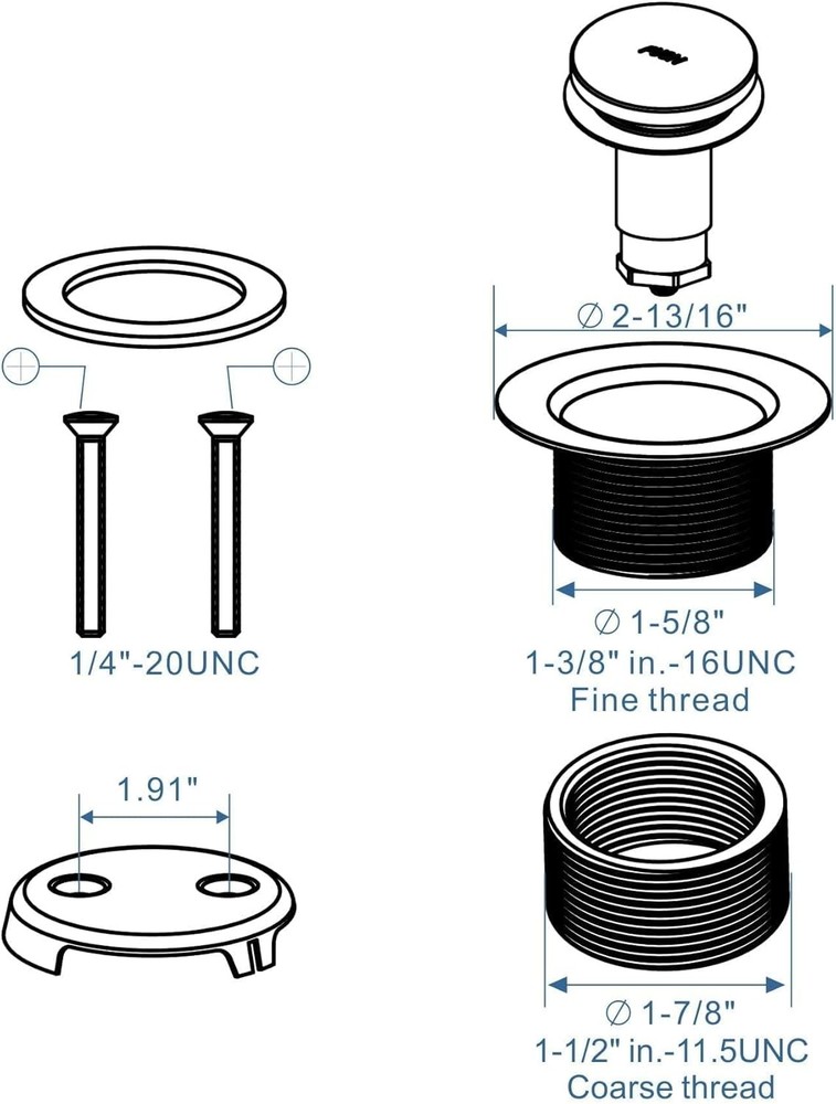 Black Tub Drain Tip-Toe Trim Set Conversion Kit Assembly, Hidrop