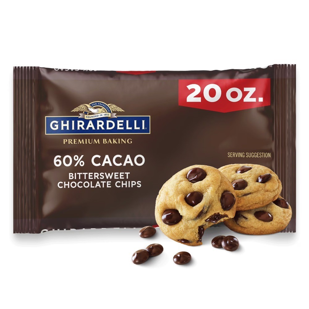 Premium Baking Chocolate Chips 60% Cacao Bittersweet 20 oz Bag for Baking