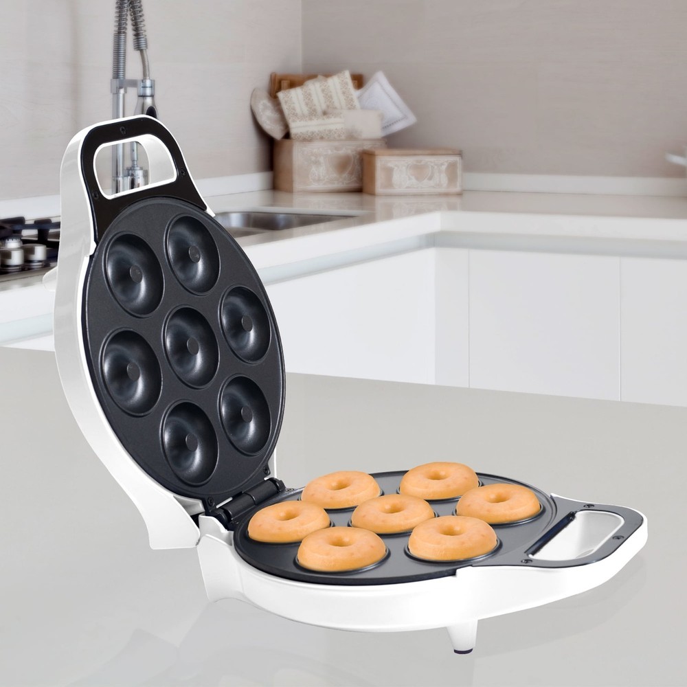 Nonstick Mini Donut Maker Machine At-Home Doughnuts White)